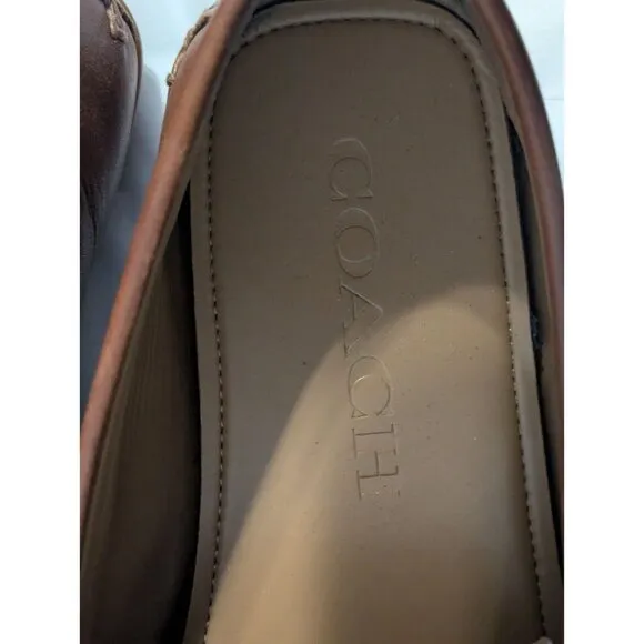 COACH Mott Driver Horse Bit Loafers Mens 11.5 Brown Leather Slip On Shoes Moc