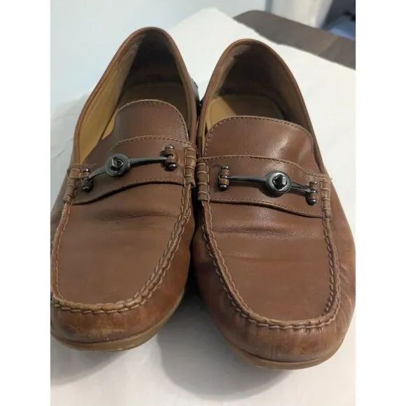 COACH Mott Driver Horse Bit Loafers Mens 11.5 Brown Leather Slip On Shoes Moc