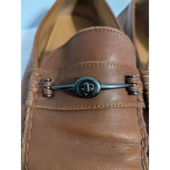 COACH Mott Driver Horse Bit Loafers Mens 11.5 Brown Leather Slip On Shoes Moc