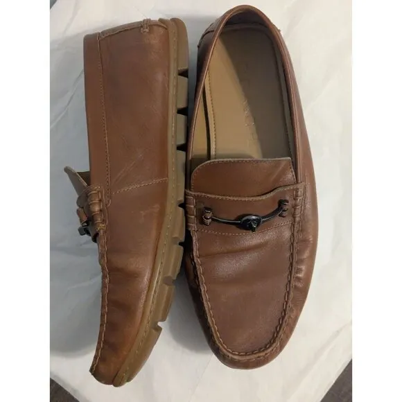 COACH Mott Driver Horse Bit Loafers Mens 11.5 Brown Leather Slip On Shoes Moc
