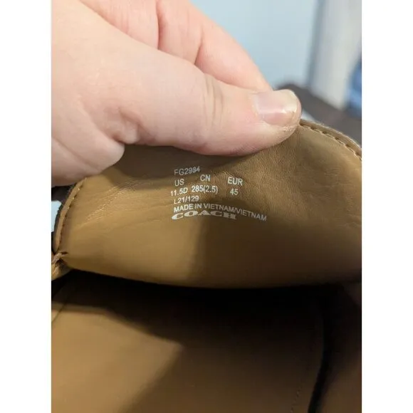 COACH Mott Driver Horse Bit Loafers Mens 11.5 Brown Leather Slip On Shoes Moc
