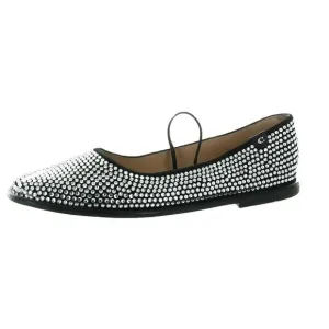 Coach Womens EMILIA CRYTAL Black Rhinestone Manmade Ballet Flats New