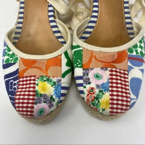 Coach Lace-up Patchwork Espadrilles- Size 7