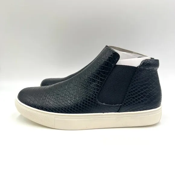 Coconuts By Matisse Womens Black Faux Vegan Snakeskin Leather High Top Sneakers