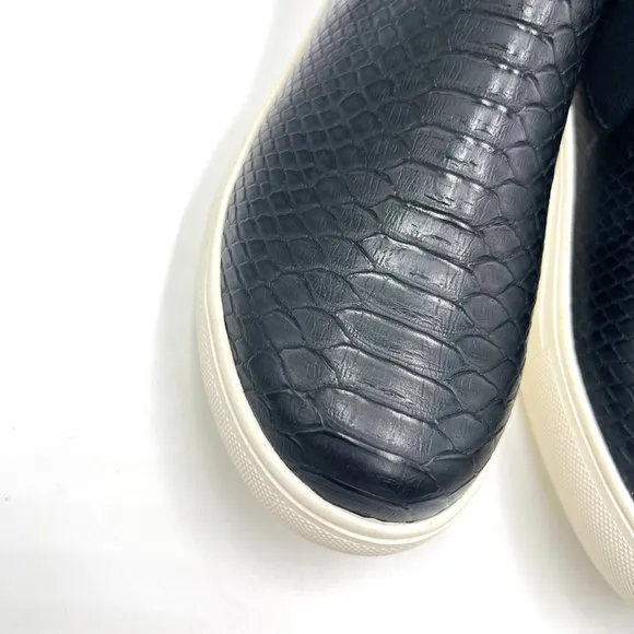 Coconuts By Matisse Womens Black Faux Vegan Snakeskin Leather High Top Sneakers