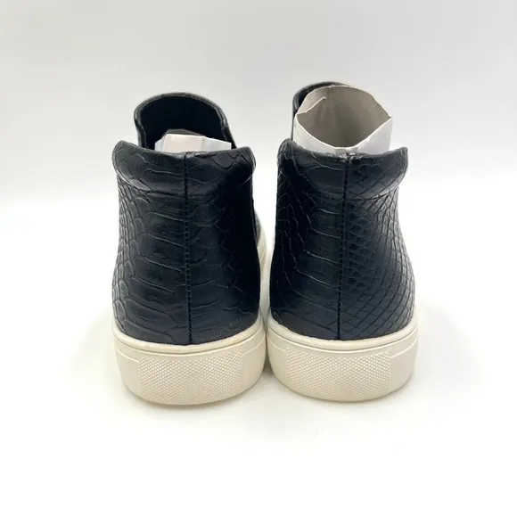 Coconuts By Matisse Womens Black Faux Vegan Snakeskin Leather High Top Sneakers