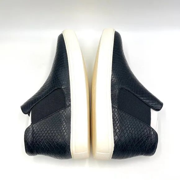 Coconuts By Matisse Womens Black Faux Vegan Snakeskin Leather High Top Sneakers