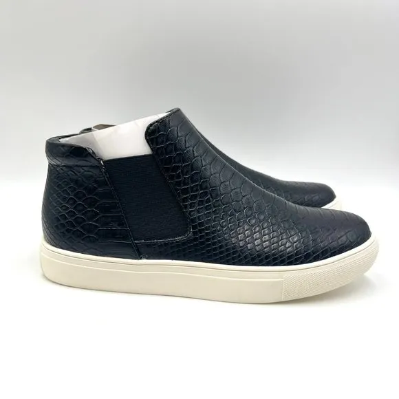 Coconuts By Matisse Womens Black Faux Vegan Snakeskin Leather High Top Sneakers