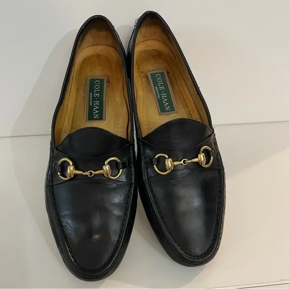 Cole Haan Black Leather Horse Bit Driver Loafers Size 10