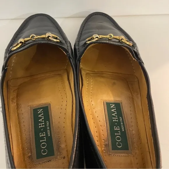 Cole Haan Black Leather Horse Bit Driver Loafers Size 10