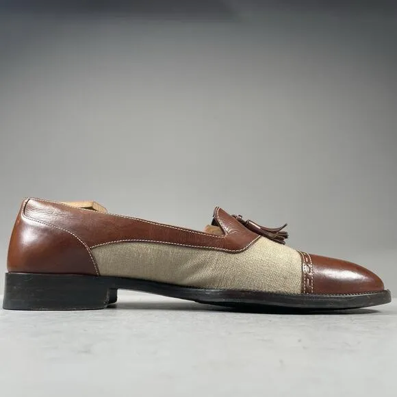 Cole Haan Bragano Men’s 11.5 M Brown Leather Spectator Tassel Loafers Dress Shoe