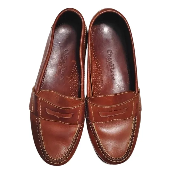 Cole Haan Brown Leather Classic Clean Slip On Loafer Dress Shoe Mens Size 6.5