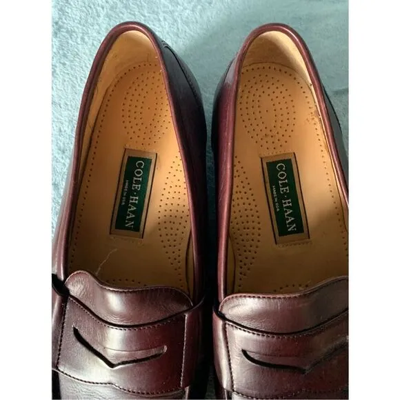Cole Haan Brown Leather Penny Loafers CLASSIC Dress Shoes Mens 10 WIDE