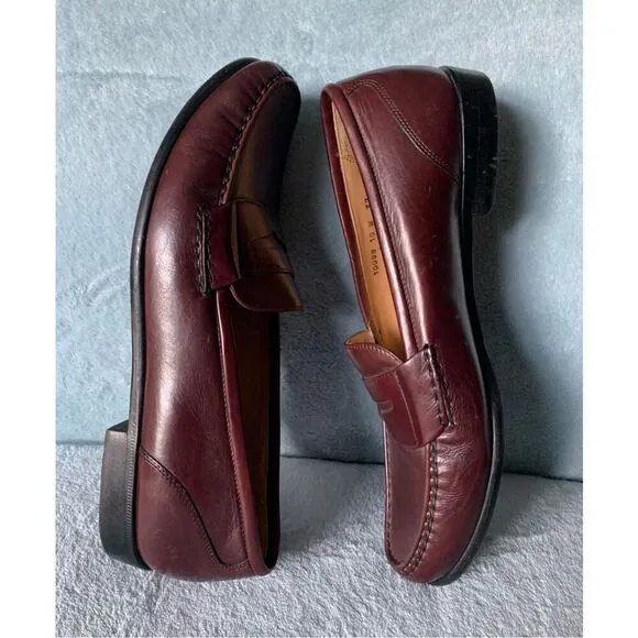 Cole Haan Brown Leather Penny Loafers CLASSIC Dress Shoes Mens 10 WIDE