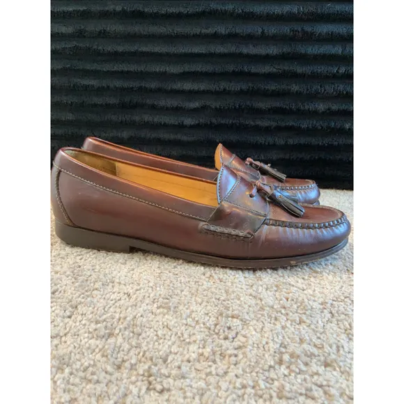 Cole Haan City Men's Leather Tassel Loafers Brown Size 10 Preppy Dark Academia