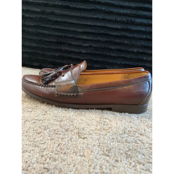Cole Haan City Men's Leather Tassel Loafers Brown Size 10 Preppy Dark Academia