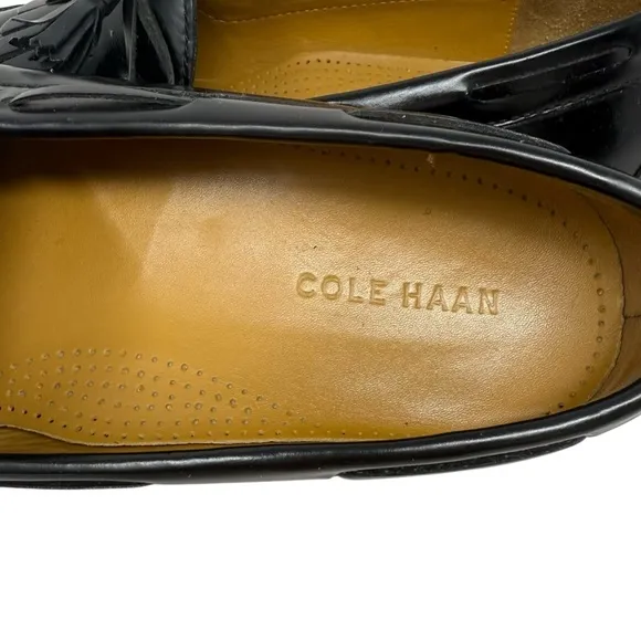 Cole Haan Classic Black Pinch Tassel Leather Loafers Mens Size 9.5 3E Extra Wide