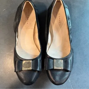 Cole Haan Grand 0s sz 6.5 Tali black leather bow tie ballet flats