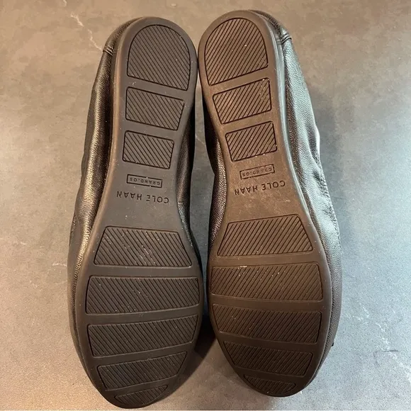 Cole Haan Grand 0s sz 6.5 Tali black leather bow tie ballet flats