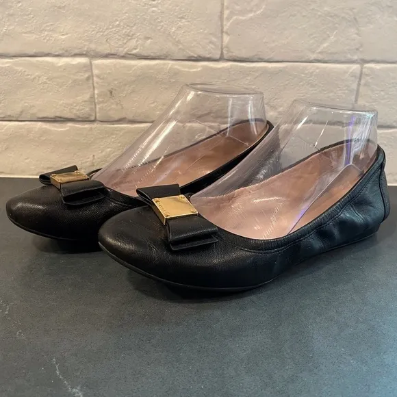 Cole Haan Grand 0s sz 6.5 Tali black leather bow tie ballet flats