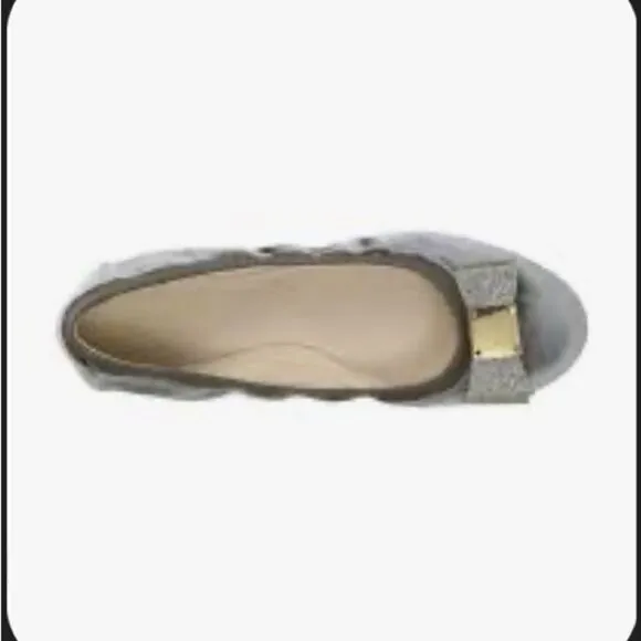 Cole Haan grey gray velvet Tali glitter bow ballet slipper flat 8