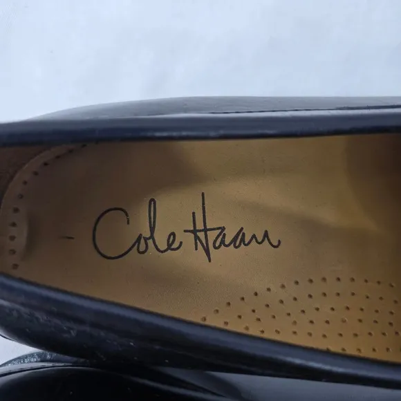 Cole Haan Leather Loafers Dress Shoes Square Toe Black Slip On Men 10.5M NWOT