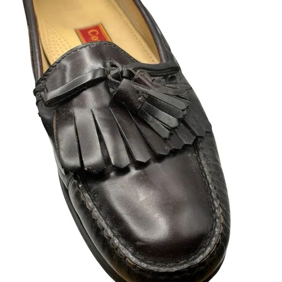 Cole Haan Loafers Men Size 12 Black Leather Pinch Tassel Dress Shoes 03506