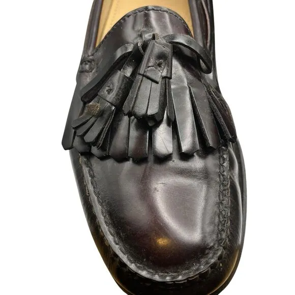 Cole Haan Loafers Men Size 12 Black Leather Pinch Tassel Dress Shoes 03506