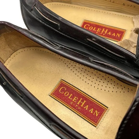 Cole Haan Loafers Men Size 12 Black Leather Pinch Tassel Dress Shoes 03506