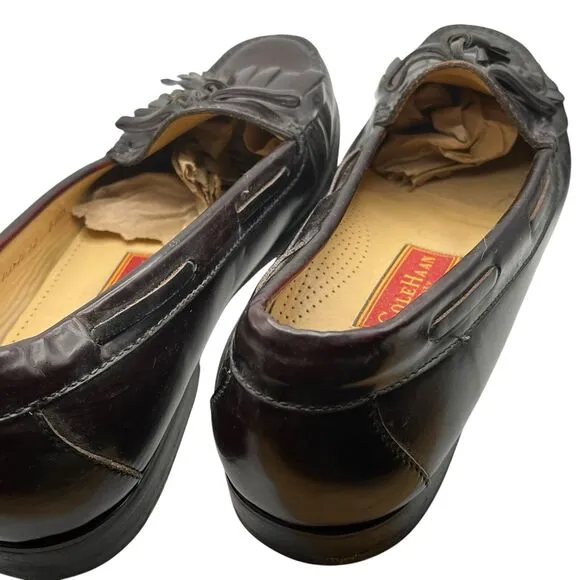 Cole Haan Loafers Men Size 12 Black Leather Pinch Tassel Dress Shoes 03506