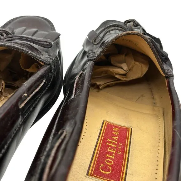 Cole Haan Loafers Men Size 12 Black Leather Pinch Tassel Dress Shoes 03506