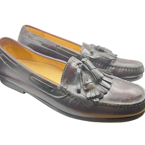 Cole Haan Loafers Men Size 12 Black Leather Pinch Tassel Dress Shoes 03506