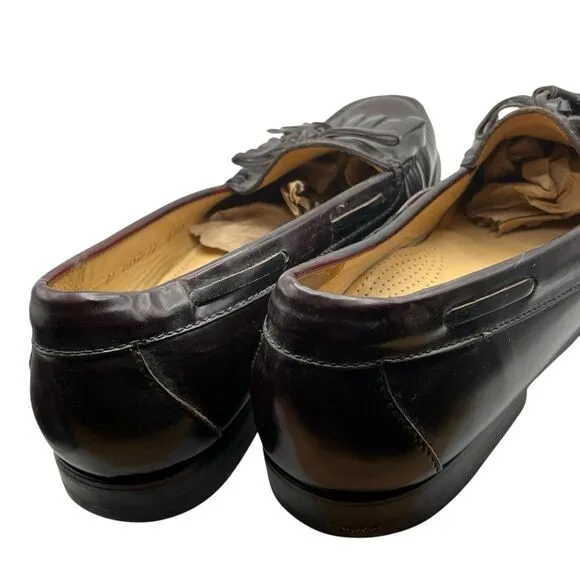 Cole Haan Loafers Men Size 12 Black Leather Pinch Tassel Dress Shoes 03506