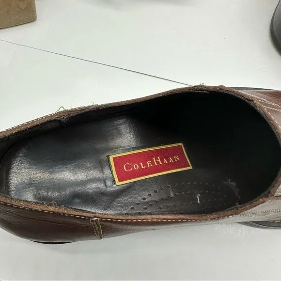 Cole Haan Loafers Mens 13 Cognac Leather Slip On Dress Shoes Casual Heeled