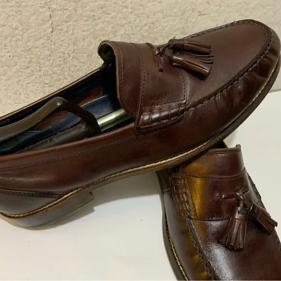 Cole Haan Maine Pinch Classic  Brown Leather Tassel Loafers Mens Size US 9.5 W