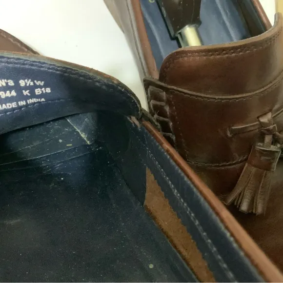 Cole Haan Maine Pinch Classic  Brown Leather Tassel Loafers Mens Size US 9.5 W
