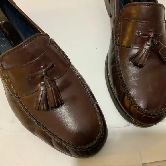 Cole Haan Maine Pinch Classic  Brown Leather Tassel Loafers Mens Size US 9.5 W