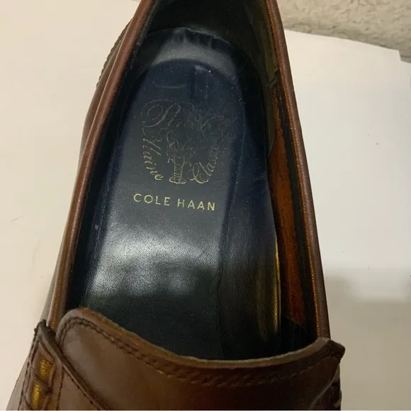 Cole Haan Maine Pinch Classic  Brown Leather Tassel Loafers Mens Size US 9.5 W