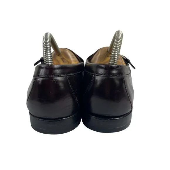 COLE HAAN Men 10 D Burgundy Leather Kiltie Tassel &amp; Buckle Loafers Preppy Y2K