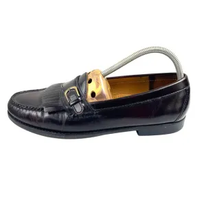 COLE HAAN Men 10 D Burgundy Leather Kiltie Tassel &amp; Buckle Loafers Preppy Y2K
