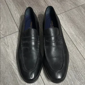 Cole Haan Mens Black Leather Slip On Dress Loafers