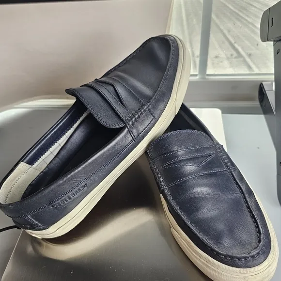 Cole Haan Pinch Maine Classic GrandOs Blue Leather Penny Loafers 9.5 Boat Preppy