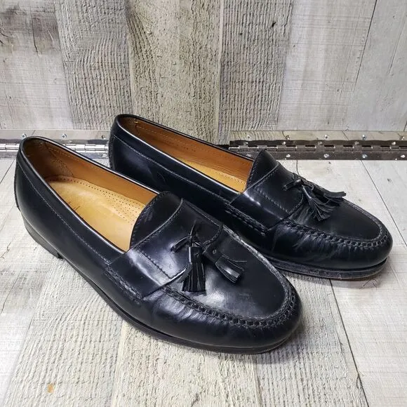 COLE HAAN Pinch Tassel Loafers Men's 10.5 3E Wide Black Leather Dress Slip On