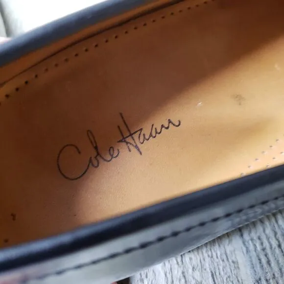 COLE HAAN Pinch Tassel Loafers Men's 10.5 3E Wide Black Leather Dress Slip On