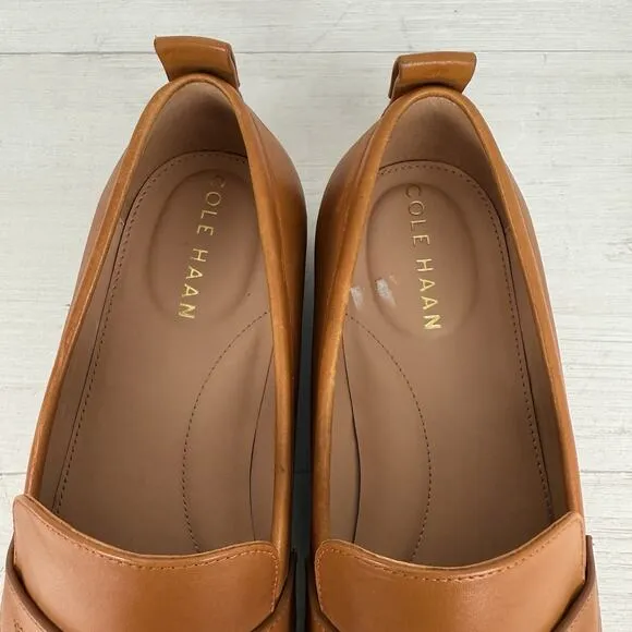 Cole Haan Stassi Penny Loafers Women 8.5 Pecan Leather Classic Preppy Neutral
