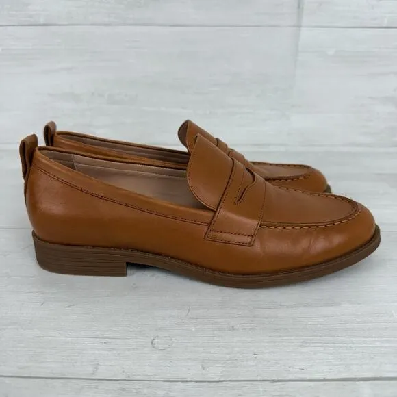 Cole Haan Stassi Penny Loafers Women 8.5 Pecan Leather Classic Preppy Neutral