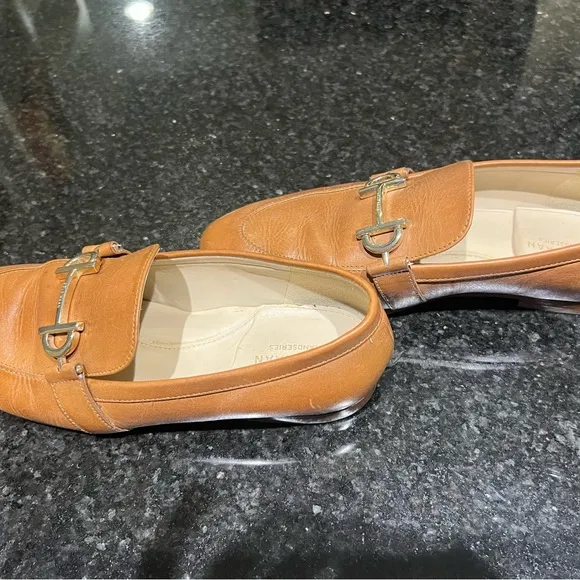 Cole Haan Tan Leather Loafers with Gold Bit - Size 9