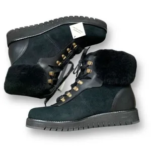 Cole Haan Zerogrand Explore Upstate Hiker Snow Boots Black Fur Shearling Lined