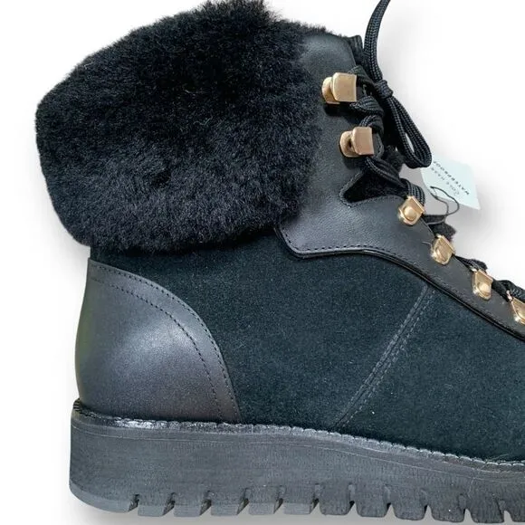 Cole Haan Zerogrand Explore Upstate Hiker Snow Boots Black Fur Shearling Lined