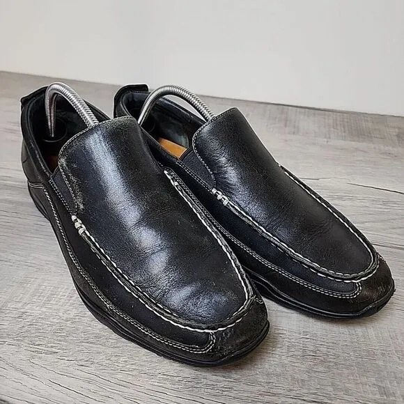 Cole Hahn Loafers Men's Size 10.5 Wide Black Leather White Stitch‎ C08039H10